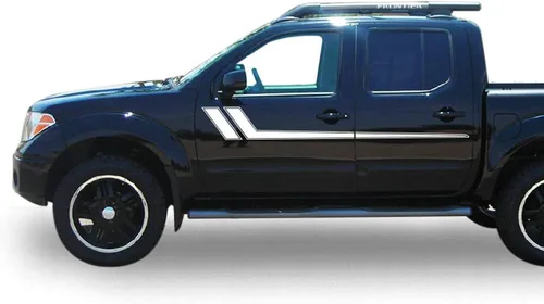 Vista 7 de Calcomanía gráfica de vinilo con rayas laterales compatibles con Nissan Frontier Navara 2004 - Presente (negro)