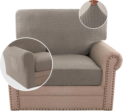 Vista 62 de H.VERSAILTEX Fundas elásticas para sillas de varias piezas, fundas para cojines ajustables para asiento y respaldo