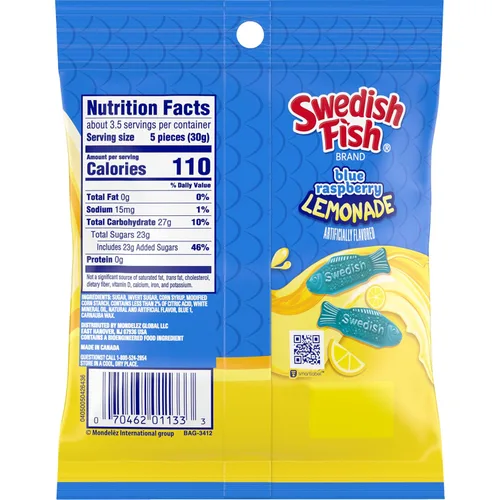 Vista 13 de SWEDISH FISH Caramelos suaves y masticables de limonada de frambuesa azul, caramelos a granel, bolsas de 12-3.59 onzas