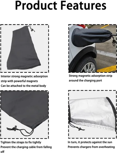 Vista 5 de Cubierta de puerto de enchufe del cargador EV, accesorios de carga de coche eléctrico, cubierta impermeable para cargador EV al aire libre
