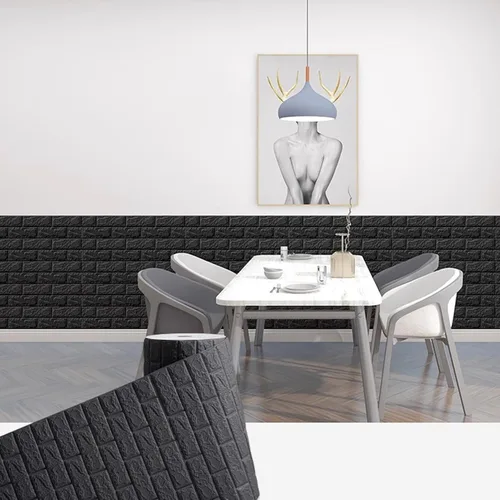Vista 3 de SOVORM Paneles de pared de ladrillo de 32.8 ft, papel tapiz de espuma 3D blanco para despegar y pegar para dormitorio, sala de estar y decoración