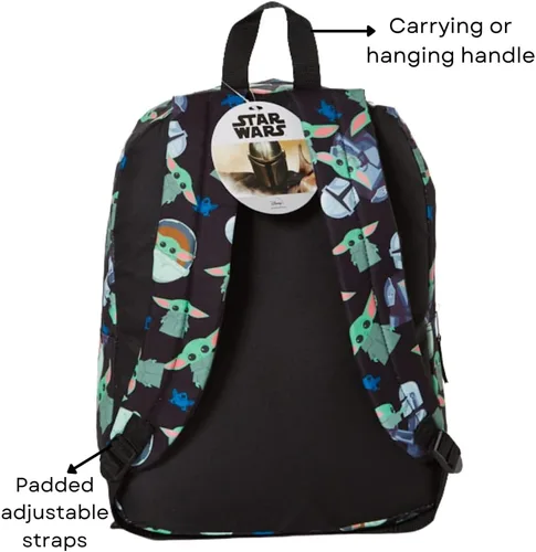 Vista 3 de RALME Mochilas escolares de personajes grandes para niños o adultos, 16 pulgadas, Bebé Yoda, Mochila