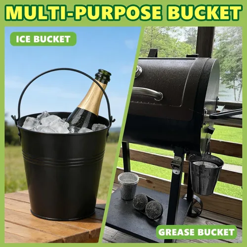Vista 7 de Cubo de grasa para ahumador de pellets con paquete de 20 forros desechables de papel de aluminio para Traeger, Oklahoma Joe's, Pit-Boss, Camp Chef