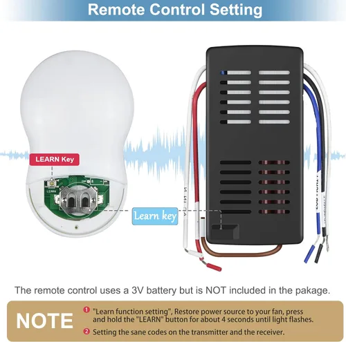 Vista 5 de Kit de control remoto universal para ventilador de techo regulable Repuesto para Hunter Hampton Bay Harbor Breeze, compatible con Hunter 99122