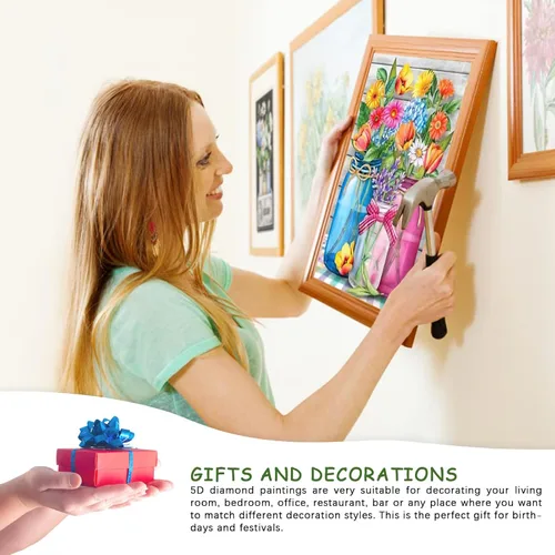 Vista 6 de AiYuanzsh Paquete de 6 pinturas de diamantes, kits de pintura de diamantes de flores para adultos, taladro completo por números 5D, arte floral