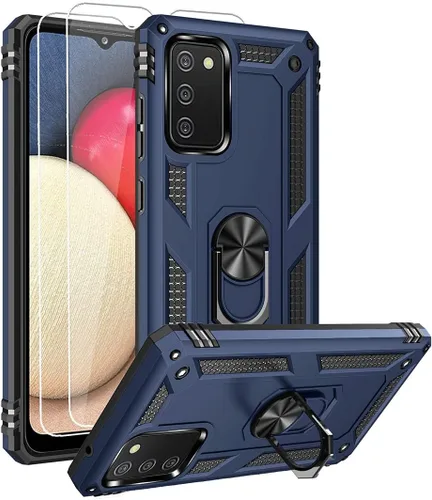 Vista 11 de Funda para Samsung A02s, Galaxy A02s con protector de pantalla HD, soporte de anillo de grado militar, soporte para automóvil de 15 pies, a prueba