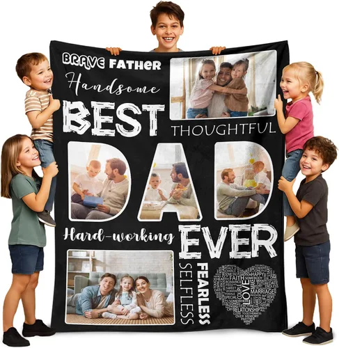 Vista 12 de Artsadd Manta personalizada con foto, mantas personalizadas para papá y abuelo, regalos del Día del Padre, manta conmemorativa para la familia