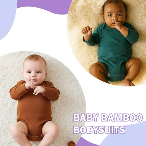 Vista 16 de DEFAHN Paquete de 2 mamelucos unisex para bebé, viscosa súper suave de bambú, unicolor de manga larga para bebés niños y niñas