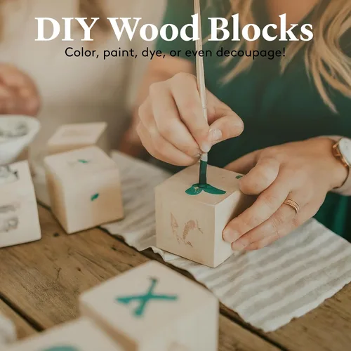 Vista 2 de Cubos de madera de 1 pulgada, paquete de 25 bloques de madera pequeños, bloques de madera para manualidades, STEM, construcción y dados de madera