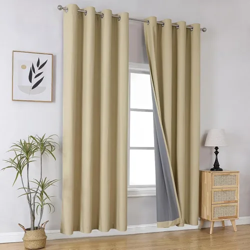 Vista 119 de Joydeco - Juego de 2 paneles de cortinas opacas de 63 pulgadas, 2 cortinas largas con aislamiento térmico burg, cortinas de oscurecimiento