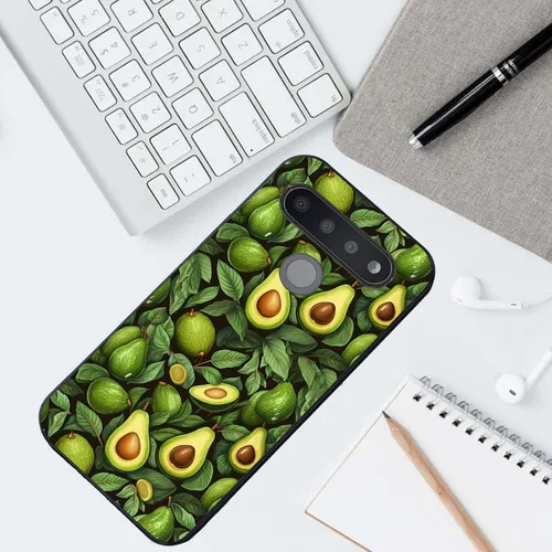 Vista 3 de Funda protectora duradera para LG Stylo 6 para LG Stylo 6 2020 6.8 pulgadas, diseño de hojas de aguacate