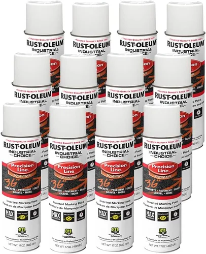 Vista 11 de Rust-Oleum 203035-12PK Pintura en aerosol invertida industrial a base de agua, 17 onzas, naranja alerta APWA, paquete de 12 unidades APWA Alerta