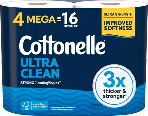Vista 9 de Papel higiénico Cottonelle Ultra Clean, 9 Mega Rolls = 36 Regular Rolls, el empaque puede variar