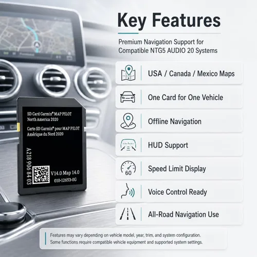 Vista 4 de A2189068403 Nav SD Card para Mercedes-Benz C300 GLC300, para Garmin Map Pilot Compatible con Clase B 2015-2019, CLA 2015-2020, CLS 2015-2019