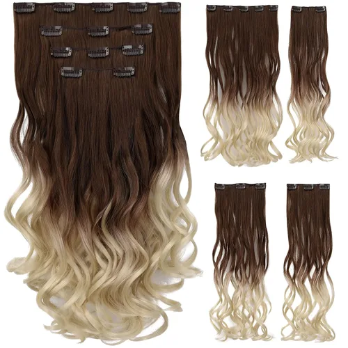 Vista 30 de Extensión de cabello negro oscuro, extensiones de cabello con clip de 22 pulgadas