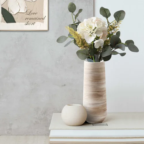 Vista 21 de ALMA Jarrón blanco alto para piso, jarrón extra grande de 18'' para ramo de flores secas de hierba de las pampas, jarrones grandes de cerámica