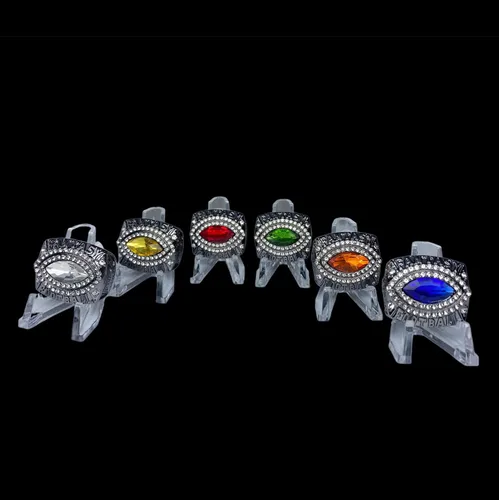 Vista 6 de Anillo del Campeonato de Fútbol Fantasía 2022 Negro Gunmetal Trofeo de Premio al Campeón de la Liga de Fútbol Fantasía