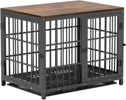 Vista 9 de Bingopaw Muebles de jaula para perros: jaula para cachorros de 30 pulgadas conectable con parte superior de madera, mesa auxiliar para perros