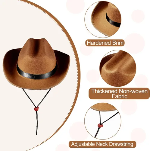 Vista 3 de Hercicy Sombrero de Vaquero Occidental para Niños Sombrero de Vaquera para Niños y Niñas Disfraz de Vestir, Suministros para Fiestas de Navidad