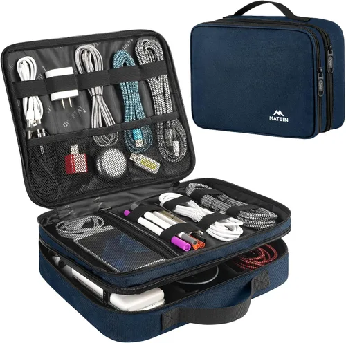 Vista 16 de MATEIN Bolsa organizadora de cables, bolsa de almacenamiento de viaje Negro (Antique Black)