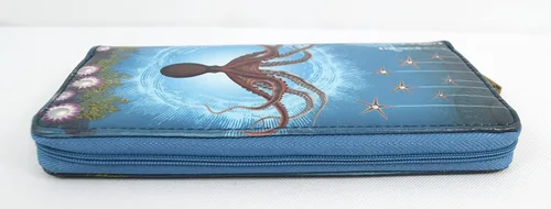 Vista 5 de Ocean Dream Mystic Octopus Deep Sea Paradise Art - Cartera grande, Cartera con cremallera