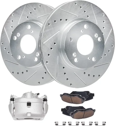 Vista 34 de Detroit Axle - 4 rotores de freno para Chevrolet Cruze 2014 2015 [modelos de motores de gas] Rotores de freno de disco perforados y ranurados