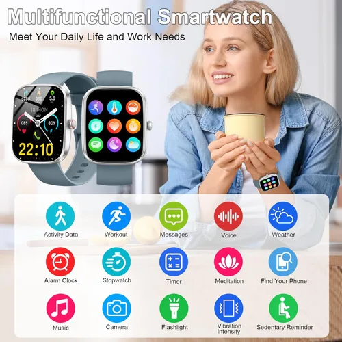 Vista 6 de Reloj inteligente para hombres y mujeres (respuesta/hacer llamadas), nuevo reloj inteligente HD de 1.91 pulgadas, reloj de fitness con más de 120