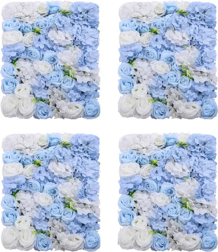 Vista 12 de Arreglo de flores artificiales para decoración de paredes; paneles decorativos con hortensias artificiales para el hogar, fiestas, bodas, Navidad