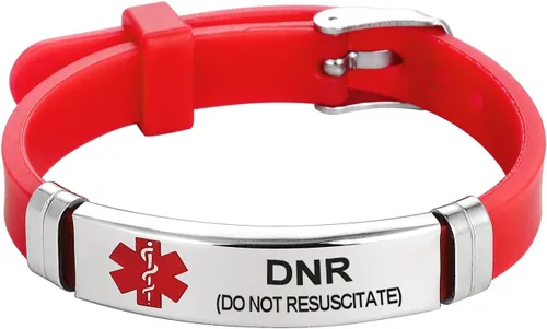 Vista 14 de TGLS Pulsera de identificación de alerta médica roja para mujer, acero inoxidable, para primeros auxilios de emergencia, alerta de salud, pulsera