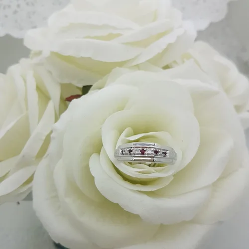 Vista 6 de Dazzlingrock Collection Anillo de boda redondo alternativo con diamantes blancos para él en plata de ley 925
