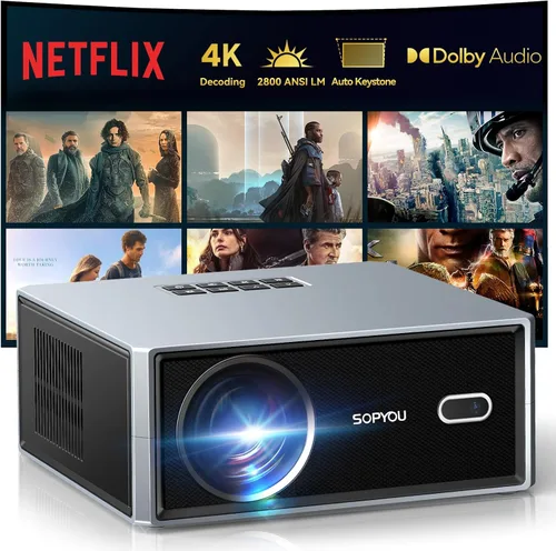 Vista 10 de 1500ANSI Google TV Proyector inteligente, enfoque automático y Keystone, con soporte For Office Presentations, Classroom Teaching, Outdoor Camping