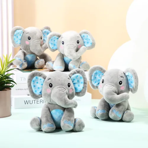 Vista 4 de Libima 4 piezas de animales de peluche de elefante pequeño a granel de 6 pulgadas, lindos animales de peluche suaves para niños y niñas, bebés, Azul