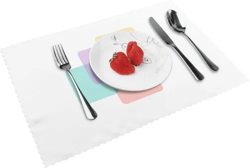 Vista 10 de Rectangular Placemats Set of 4, Heat Resistant Origami Fold Printed Kitchen Dining Table Mats