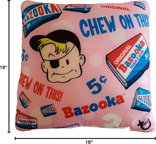 Vista 6 de iscream Bazooka Bubble Gum Bazooka Joe Print - Almohada decorativa de microcuentas de 16 pulgadas
