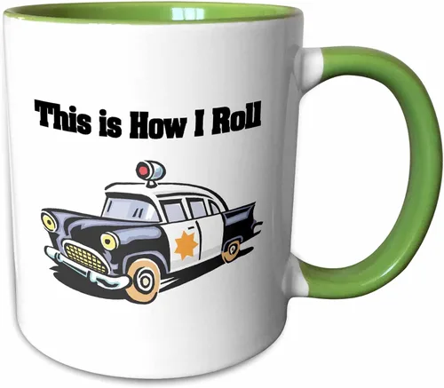 Vista 10 de 3dRose This Is How I Roll Police Cop Car 15oz Two-Tone Black Mug