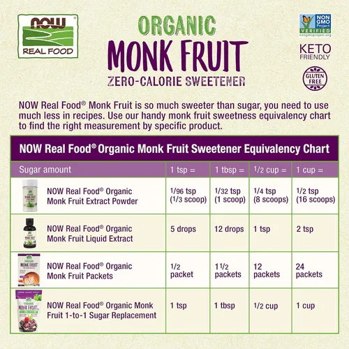 Vista 5 de NOW Foods, Líquido de fruta de monje orgánico certificado, edulcorante líquido sin calorías, sin OMG, bajo impacto glucémico, 2 onzas