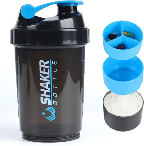 Vista 9 de Botella agitadora de proteínas, botella de agua deportiva, botella a prueba de fugas para mezclador de proteínas, antideslizante de 3 capas de 3