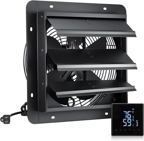 Vista 12 de GROWNEER Ventilador de Escape con Energía Solar, Panel Solar de 30W+Ventiladores Solares de Alta Velocidad de 12 pulgadas con Adaptador