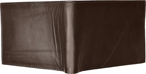 Vista 8 de Cartera de cuero genuino de calidad bi-fold ID con cremallera para hombre marrón