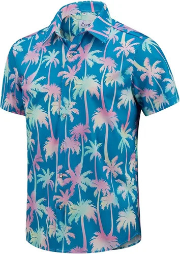 Vista 47 de EUOW - Camisas hawaianas para hombre de manga corta con botones, estampadas para la playa y el verano