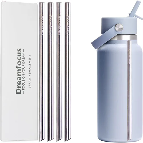 Vista 8 de Dreamfocus Pajitas de metal reutilizables de acero inoxidable de repuesto para botella Hydro Flask de boca ancha de 24 onzas, paquete de 4