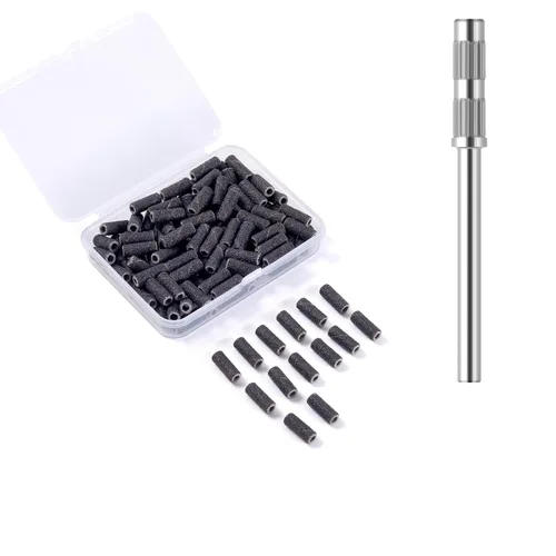 Vista 25 de 100 piezas de bandas pequeñas de lijado de uñas para taladro de uñas, bits mini de 3.1mm de mandril de lijado de uñas de grano 80 para uñas