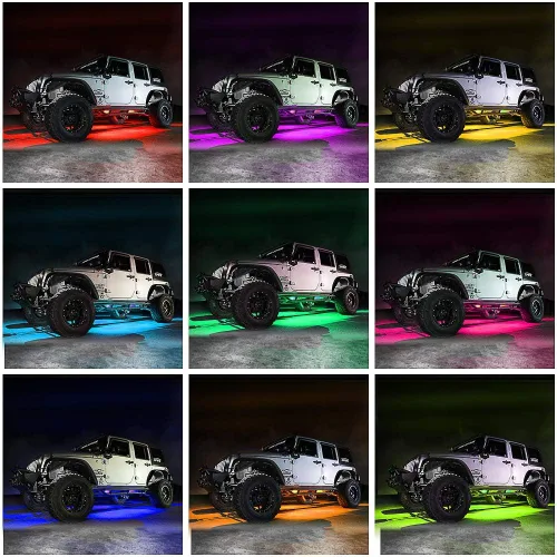 Vista 3 de Luces para debajo del auto, kit de tira de luces Bluetooth Dream Color Chasing, 6 luces exteriores impermeables con control de aplicación, 12 V 300