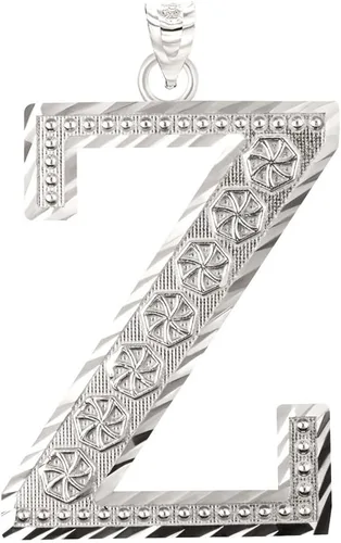 Vista 9 de Claddagh Gold . Colgante de plata de ley 925 con inicial de letras A-Z disponible en pequeño, mediano y grande
