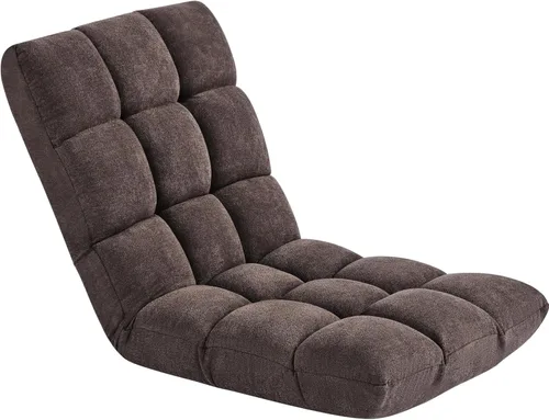 Vista 13 de Yaheetech Silla de piso, silla de meditación con soporte de espalda, tumbona de piso para juegos con 14 posiciones ajustables para adultos