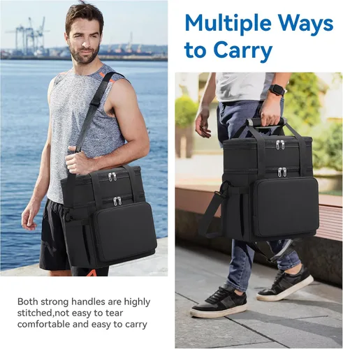Vista 6 de Lonchera para hombres y mujeres, bolsa grande con aislamiento expandible, bolsa enfriadora de doble cubierta a prueba de fugas para adultos