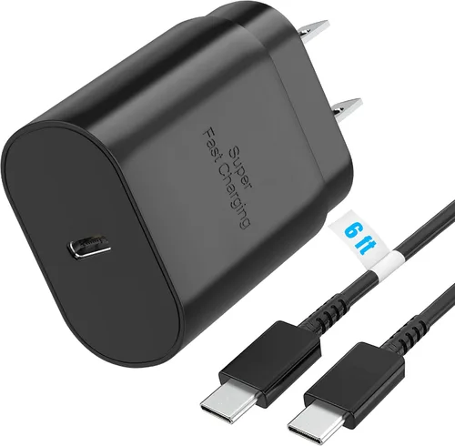 Vista 10 de Galaxy S25 S24 - Bloque de carga USB C de 25 W PD, cargador súper rápido, adaptador de enchufe de pared tipo C, carga rápida para Samsung Galaxy