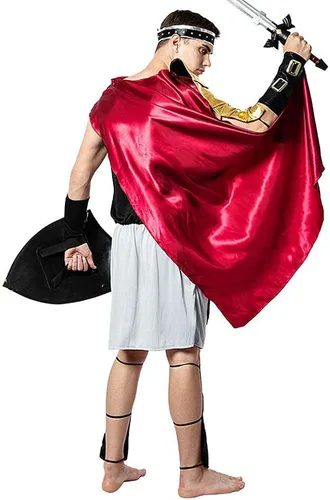 Vista 2 de ReneeCho Disfraz de gladiador romano para hombre disfraz de Halloween para adultos soldado guerrero armadura espartana