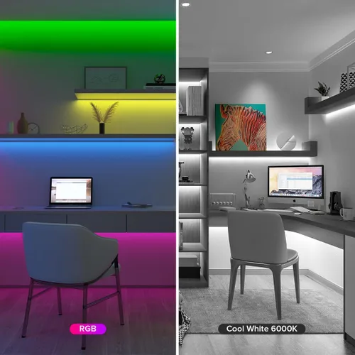 Vista 5 de BTF-LIGHTING FCOB COB Tira de luz LED RGBW 6500K 896LED/m 3m DC12V Flexible de cambio de color de alta densidad y luz uniforme de 12mm de ancho