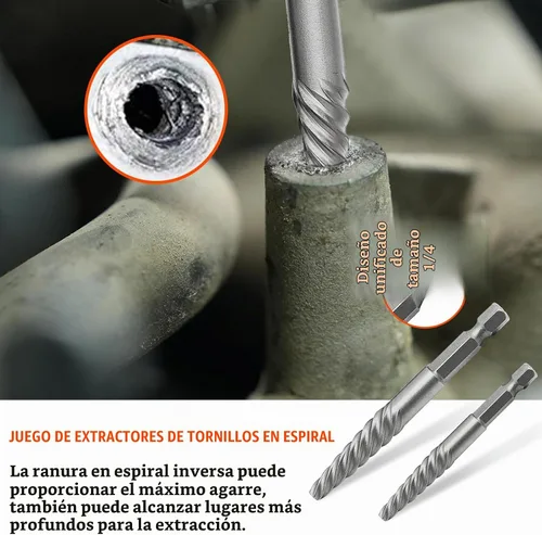 Vista 5 de Juego de extractor de tornillo de 11 piezas,Broca de mano izquierda,Kit extractor de tornillo de perno